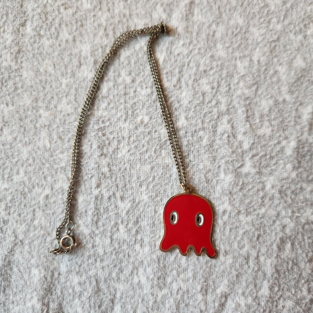 Vintage Red Ghost Pendant Necklace